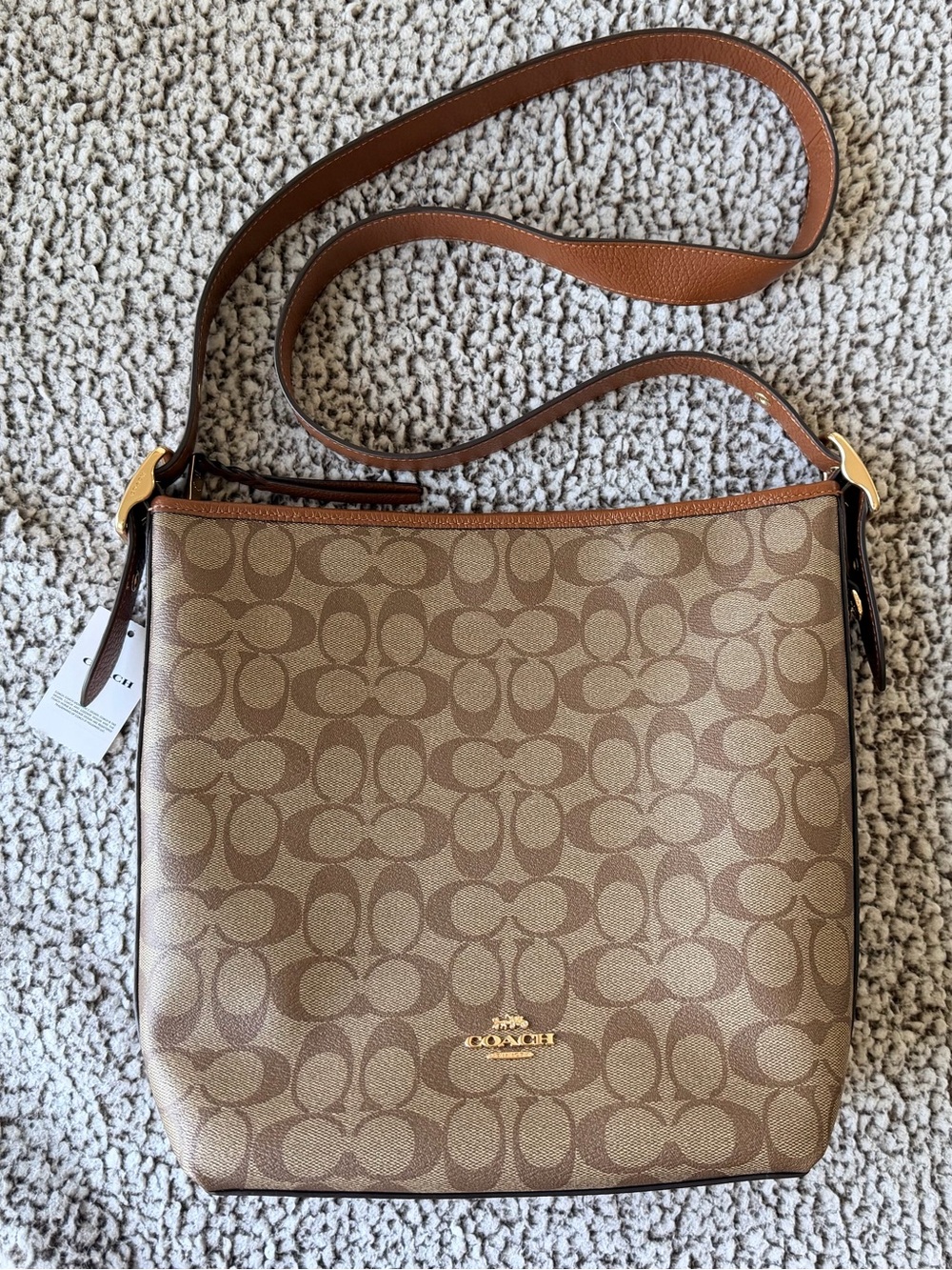 🆕 COACH | Val Duffle Bag | Signature Canvas Crossbody | Khaki Saddle